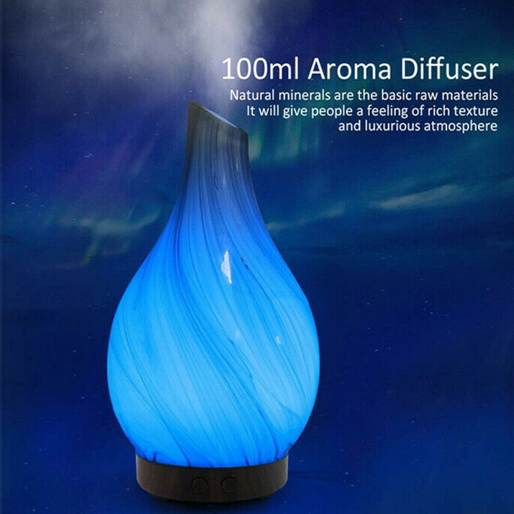 Trade Shop - Diffusore Oli Vetro Cromoterapia Aromaterapia Umidificatore Bianco E Nero 02 Led -