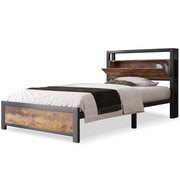 Letto Contenitore Letto Matrimoniale con USB e LED 180×200 cm; senza Materasso; Tessuto Grigio