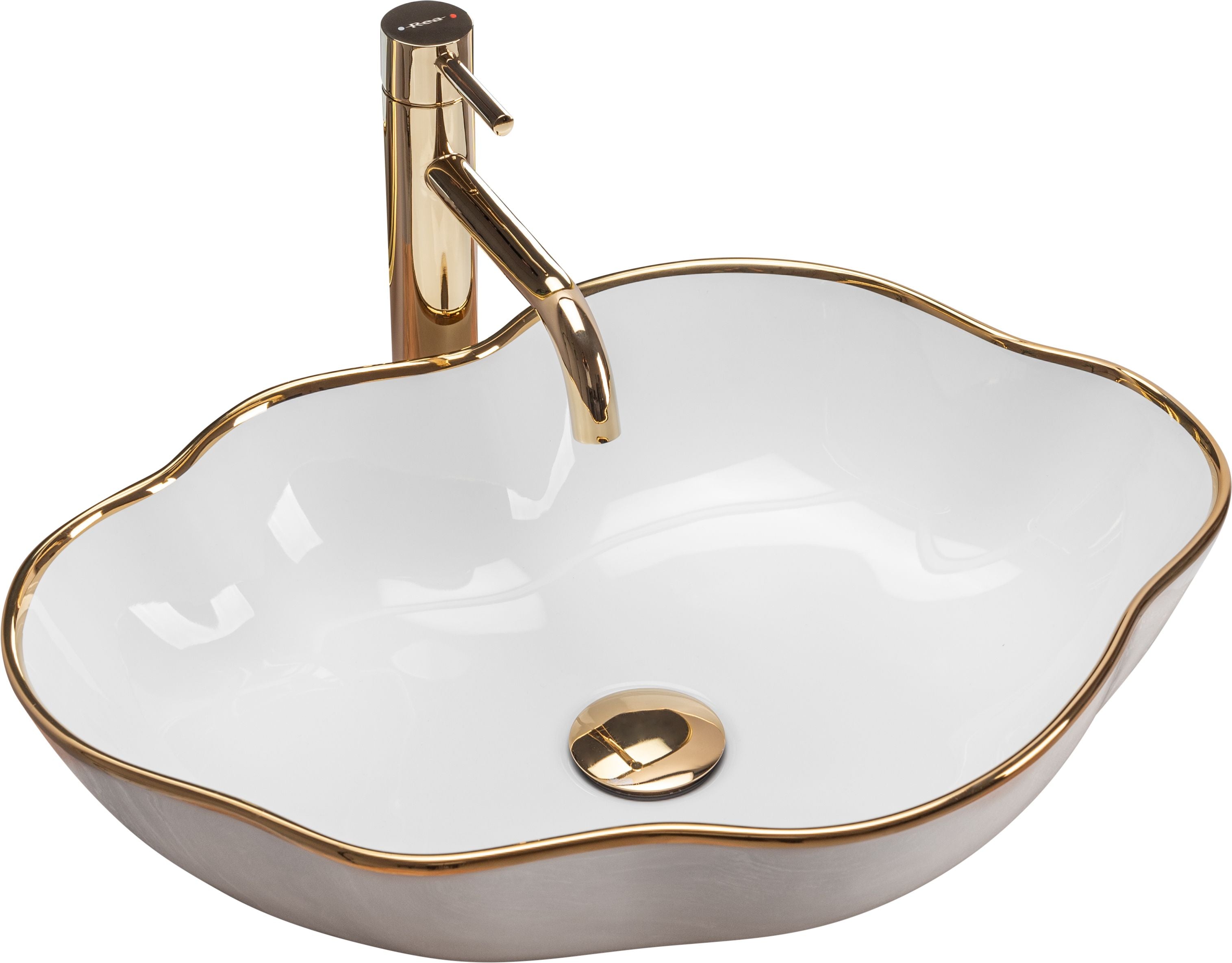 Lavabo Da Appoggio Rea Pearl Gold Edge