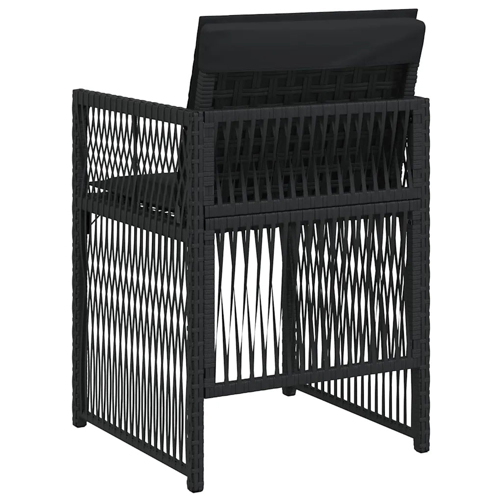 Sedie da Giardino con Cuscini 4 pz Nere in Polyrattan