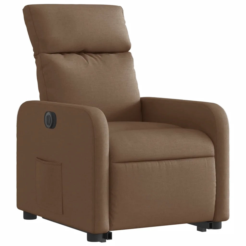 Poltrona Alzapersona Reclinabile Elettrica Marrone Tessuto 3206721