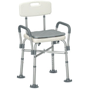 Sedia Doccia ad Altezza Regolabile con Braccioli e Cuscino Rimovibile 53.5x52x80-90 cm, Bianca