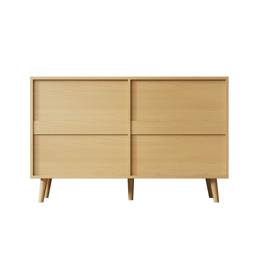 Cassettiera 120x40x76.5 cm con 6 cassetti e maniglie in metallo; in truciolato e legno