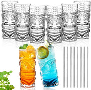 Set di bicchieri Tiki in plastica 530 ml (18 oz), con 2 bicchieri trasparenti - moderni bicchieri Tiki per cocktail, limonata e drink misti, calici hawaiani per picnic, attrezzatura per ristoranti