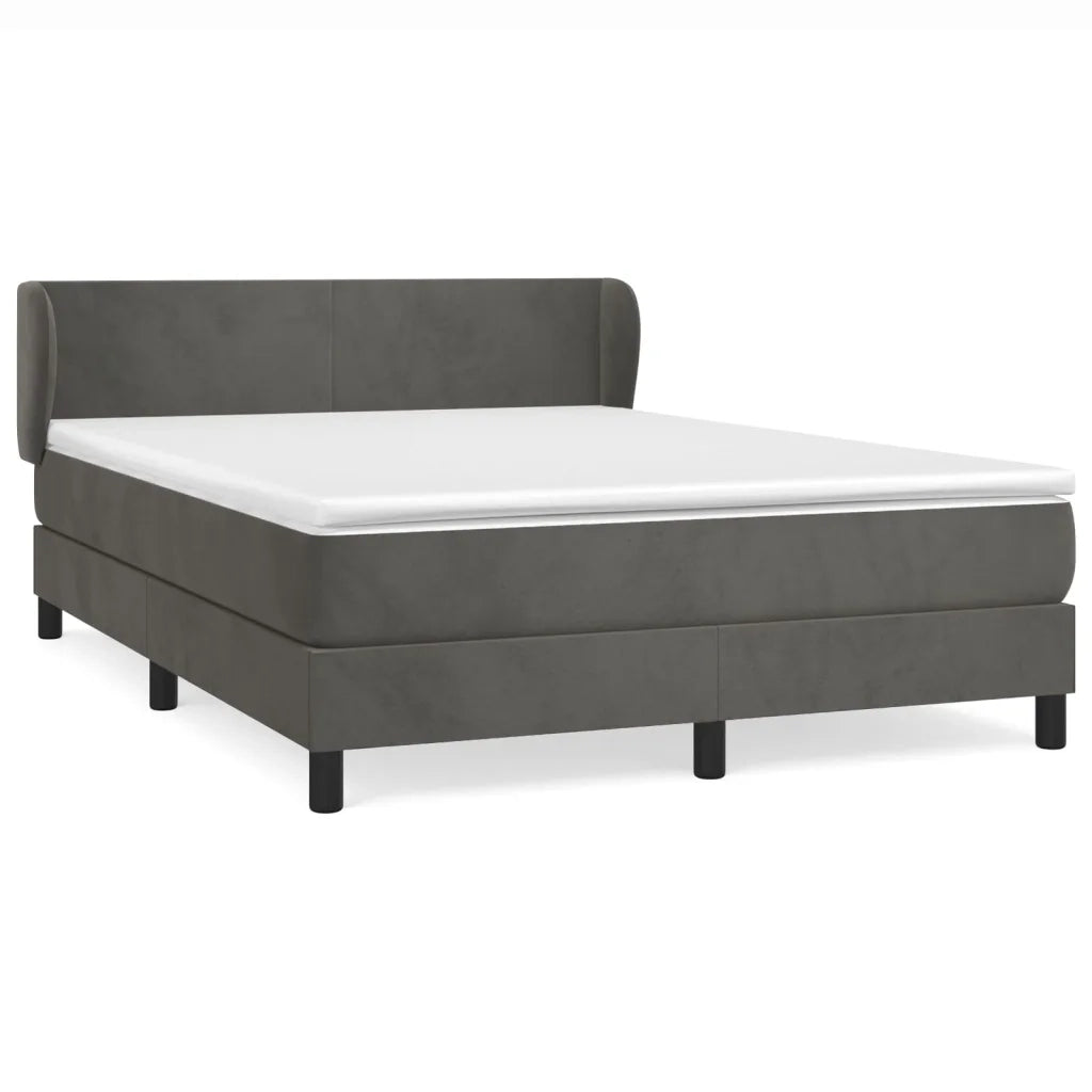 Giroletto a Molle con Materasso Grigio Scuro 140x200 cm Velluto 3127374