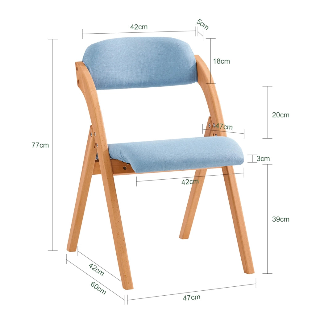 Sedia Pieghevole Sedia da cucina con sedile e schienale imbottiti Sedia da scrivania in faggio blu FST92-BL