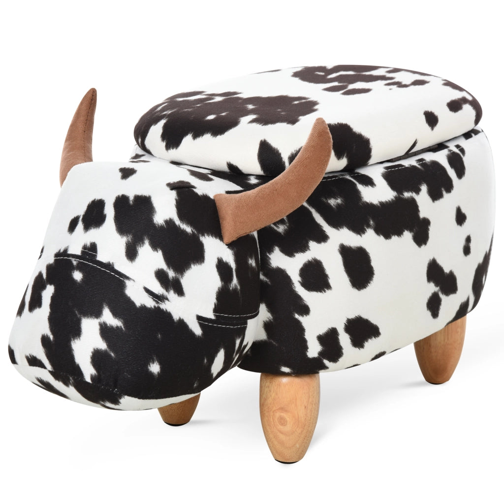 Pouf Sgabello con Stampa Maiale e Stauraum ¨C Zephmum ¨C Nero+Bianco 62x35x36 cm