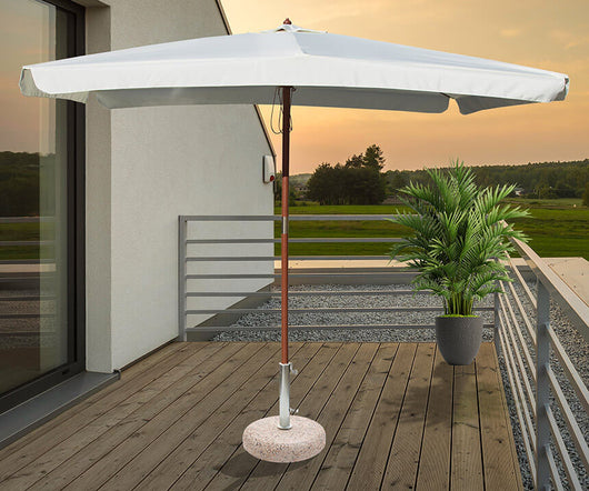 Ombrellone da Giardino 3x2 m Palo Ø48 mm in Legno e Poliestere Ecrù