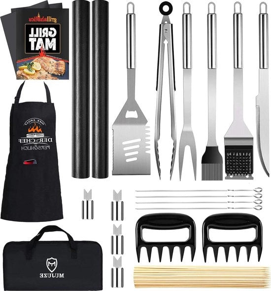 Set di accessori BBQ in acciaio inossidabile per il giardino e il campeggio - Regalo per il padre