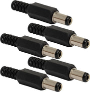 Set di 5 connettori e adattatori per cavi di alimentazione - stekker DC - rettilineo - con guscio - saldatura - nero - stekker femmina DC 2,5/5,5/9,5 mm
