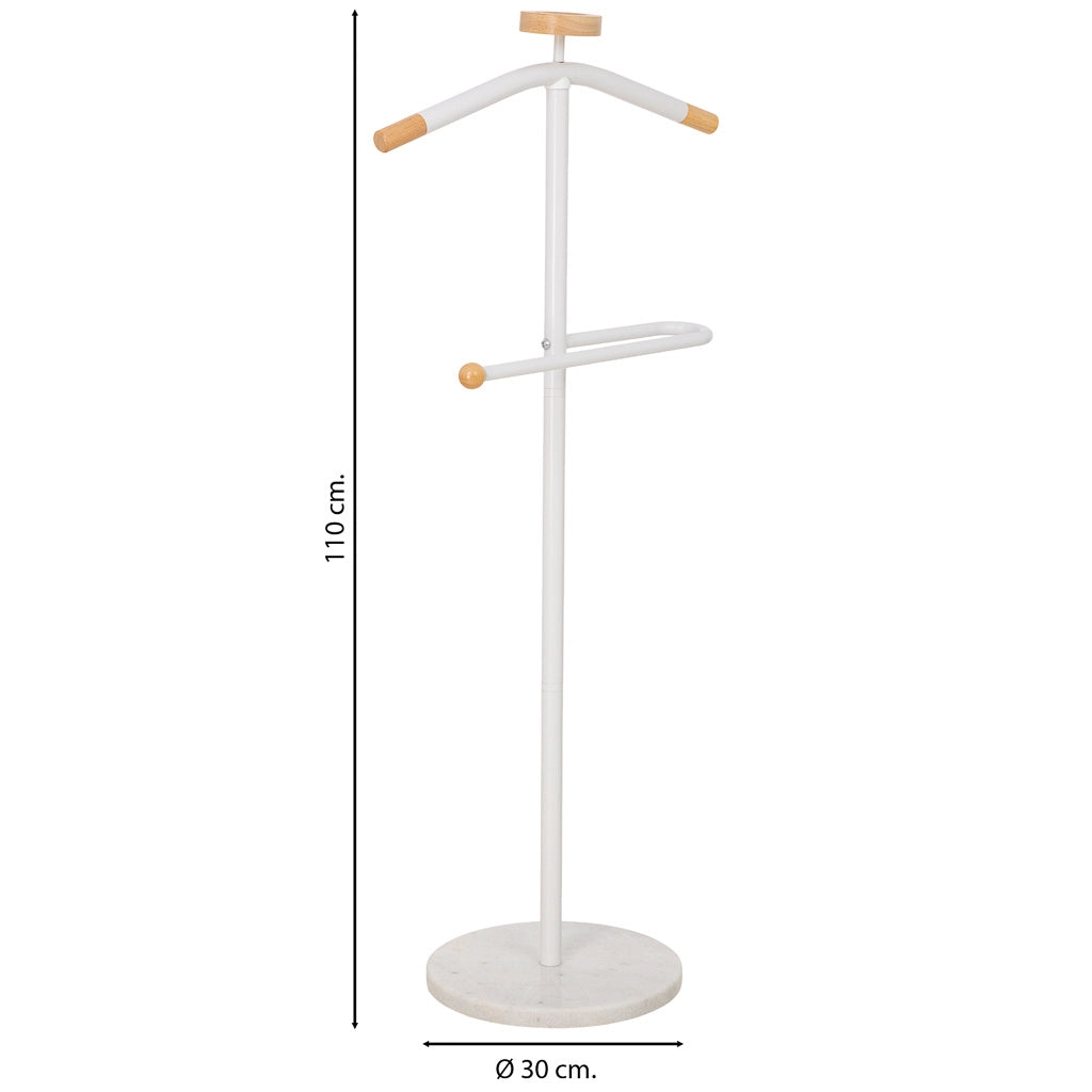 Galán de noche de metal y madera blanco 120h cm