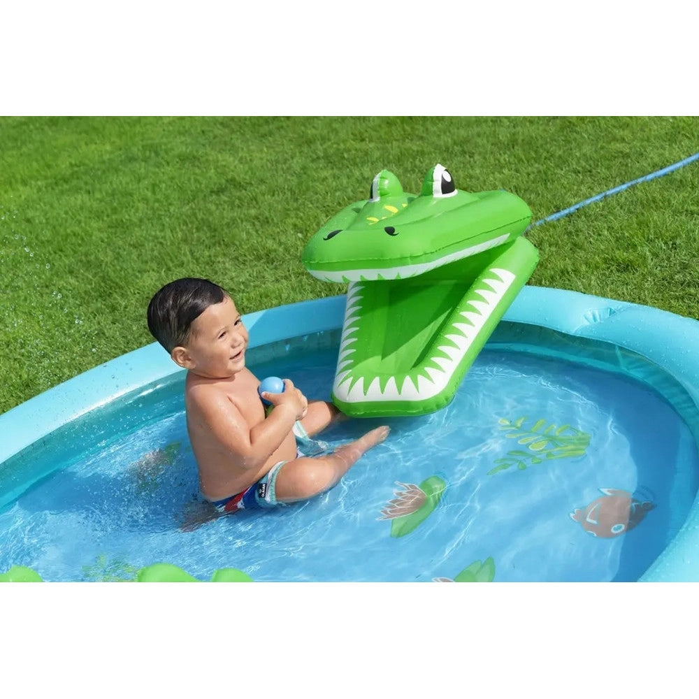Trade Shop - Play Center Gonfiabile Crocodile Cove Piscinetta Per Bambini 224 X 181 X 72 Cm 53166 -