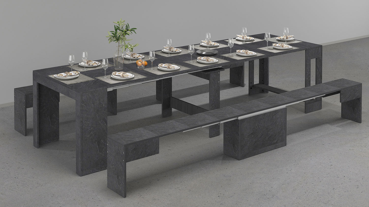 Panca Allungabile 66/290x25x45 cm Pratika Singola A Grigio Ardesia