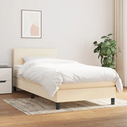 Giroletto a Molle con Materasso-Struttura Letto Crema 100x200 cm in Tessuto 389000