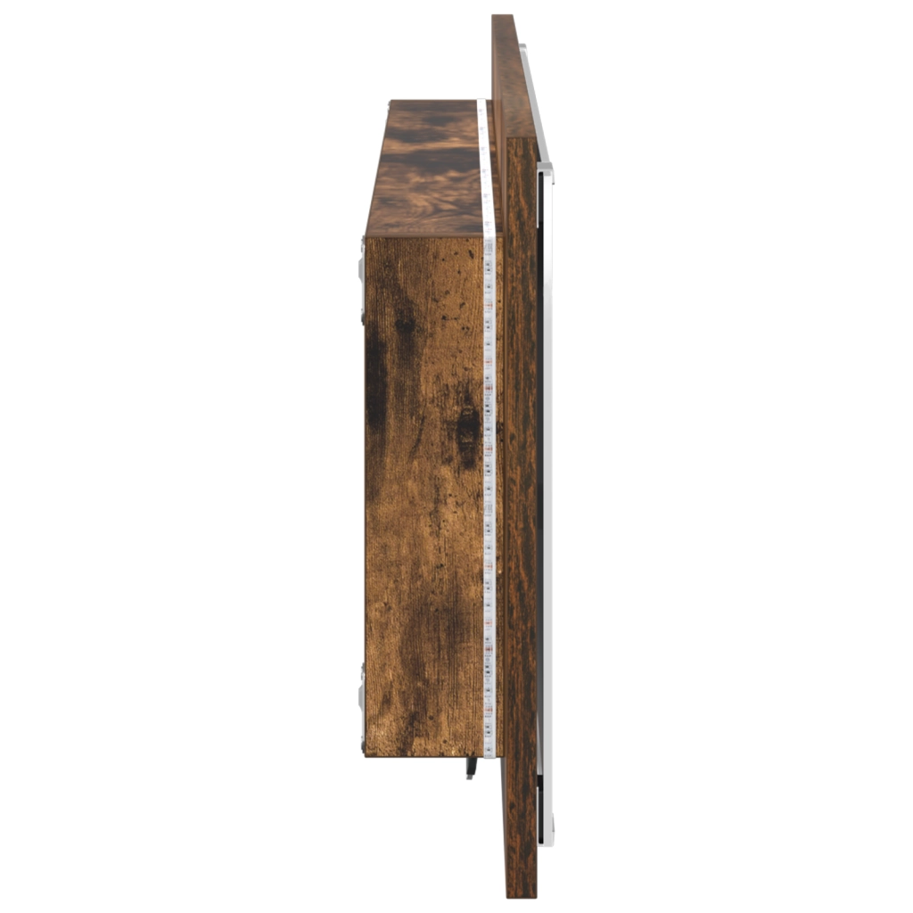 Specchio da bagno LED Rovere affumicato 90x8,5x37 cm Legno ingegnerizzato