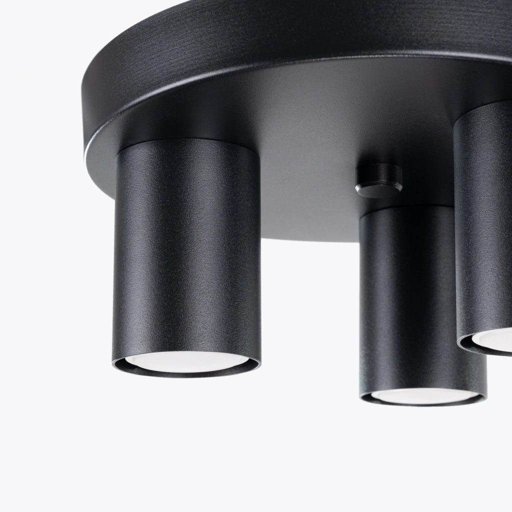 Plafoniera moderna nera rotonda Ø25 3 spot GU10 Pure Lume
