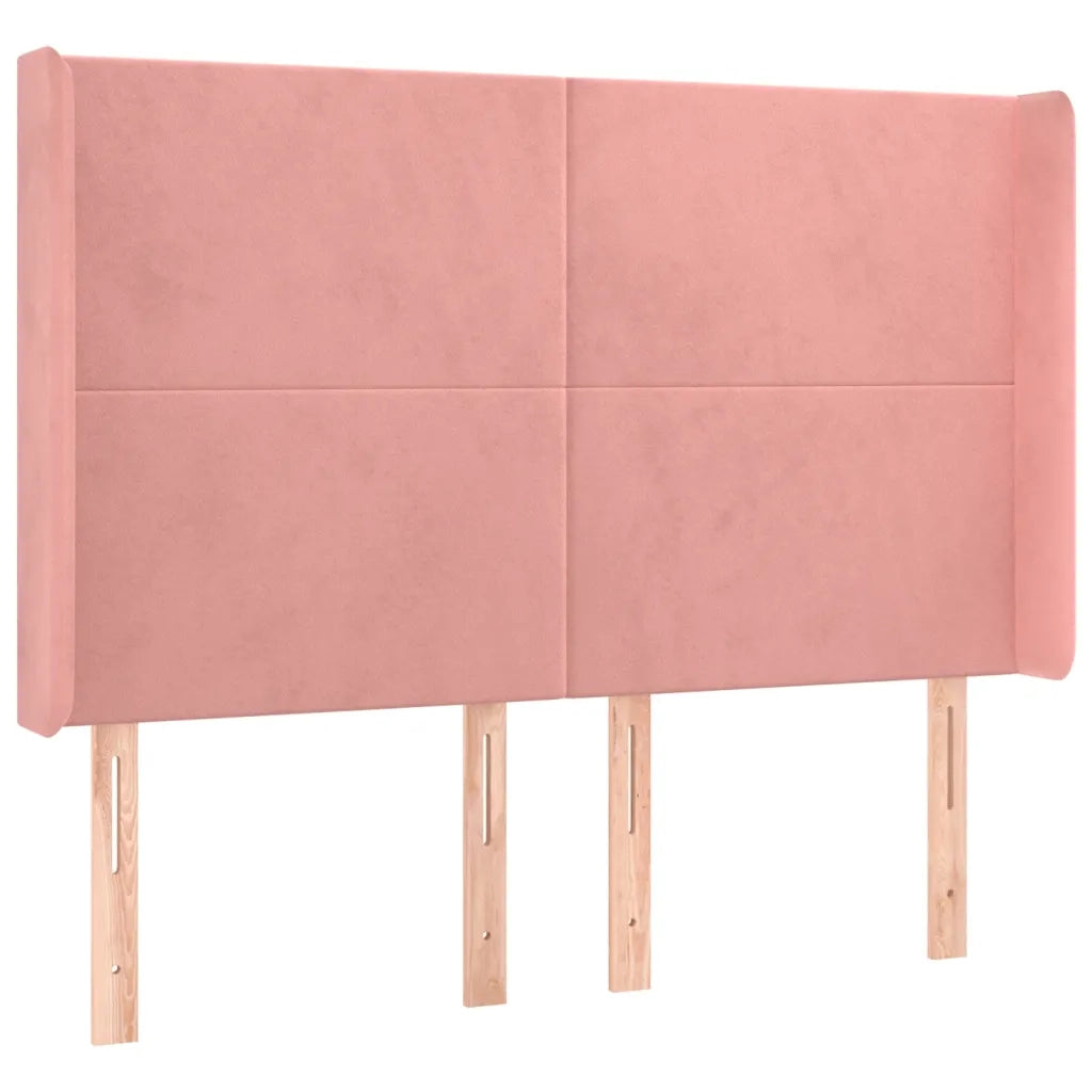 Letto a Molle con Materasso e LED Rosa 140x200 cm in Velluto