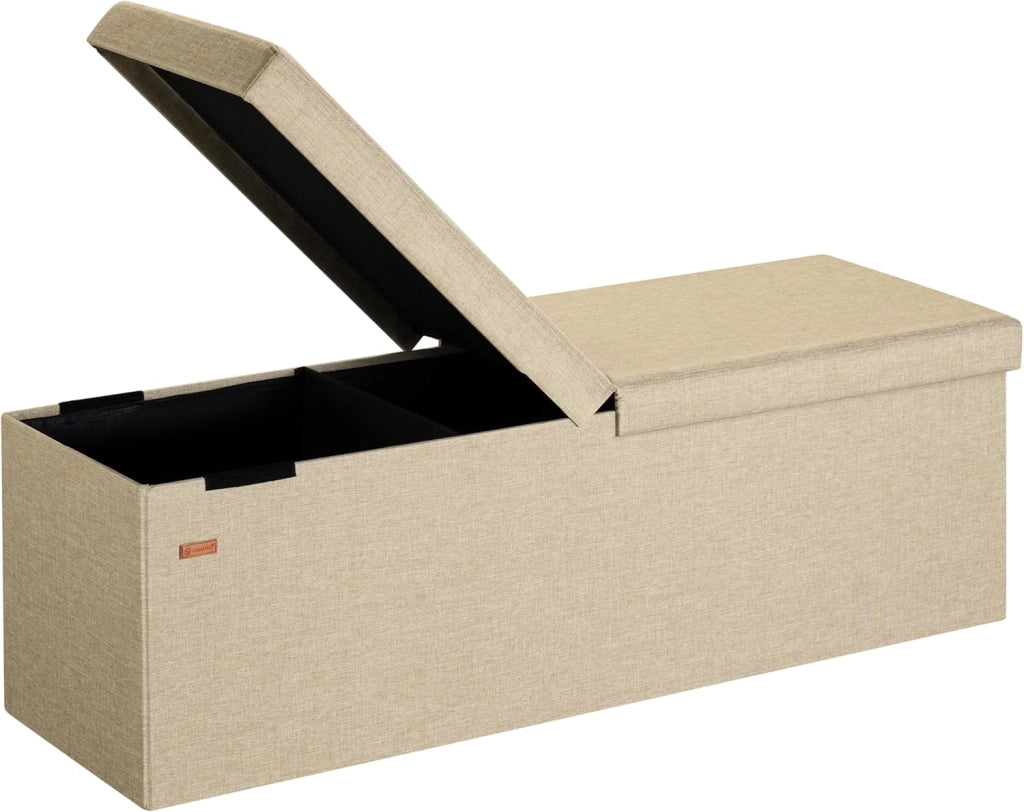 ® Cassapanca Contenitore con Coperchio Pieghevole 115x40x40cm Pouf 131 L Scatola Portaoggetti Panca Box Salvaspazio Sedile Poggiapiedi