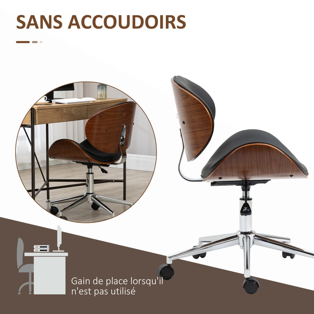 Sedia da ufficio design vintage ¨C Xylo ¨C Legno di pioppo rivestimento sintetico girevole 360¡ã