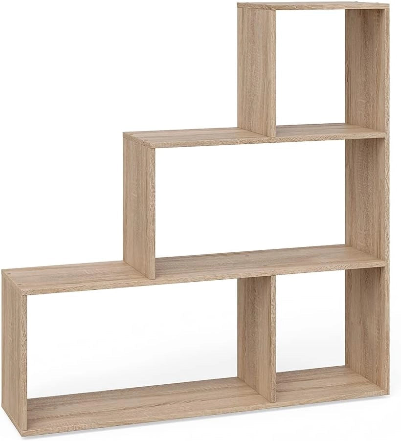 Scaffale per scale, Grigio, 116.8 x 123.2 cm, utilizzabile come divisorio in versione a gradini