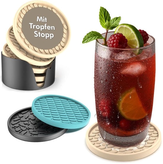 Onderzetters per vaso con stop all'acqua, resistente al lavastoviglie, silicone extra spesso e antiscivolo, set da 6 pezzi