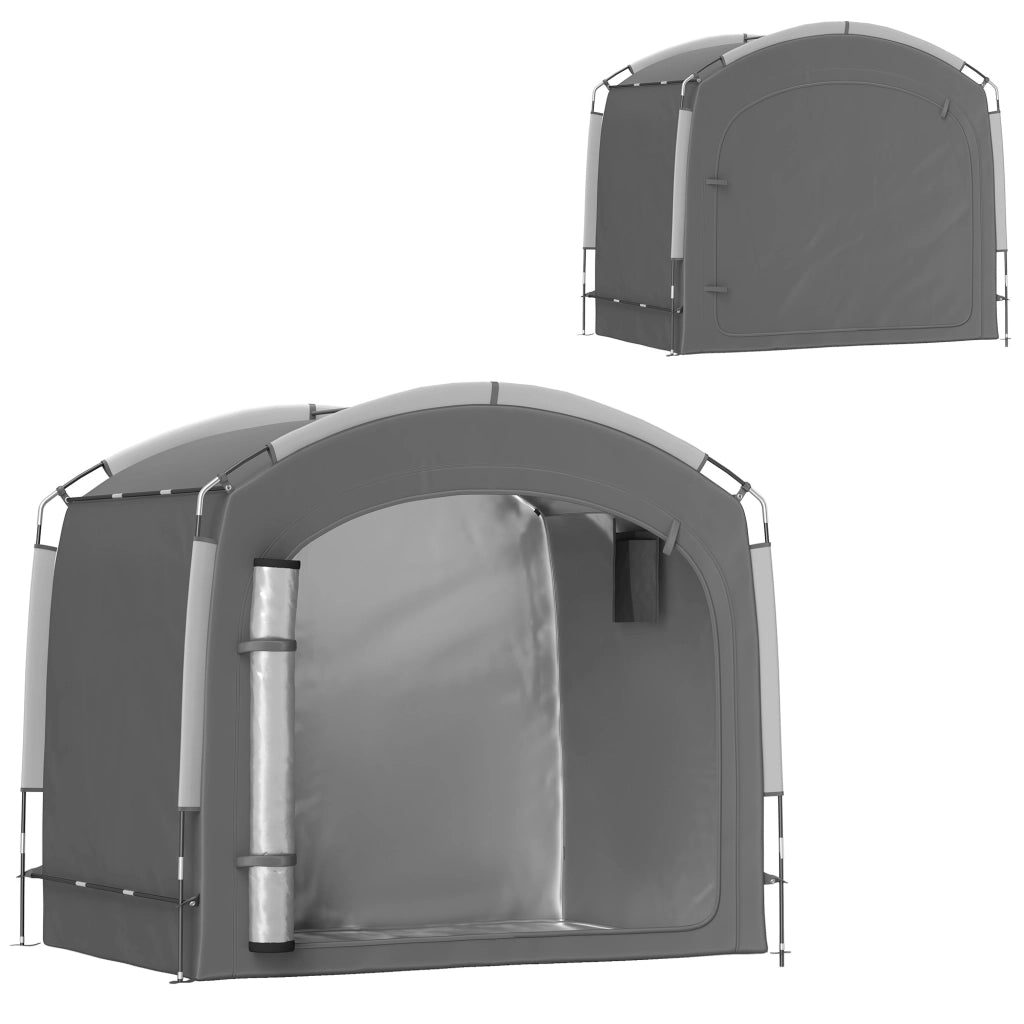 Tenda per Biciclette 3-4 Posti ¨C Xylo ¨C 205x140x188 cm Grigio Scuro con 2 Tasche Laterali