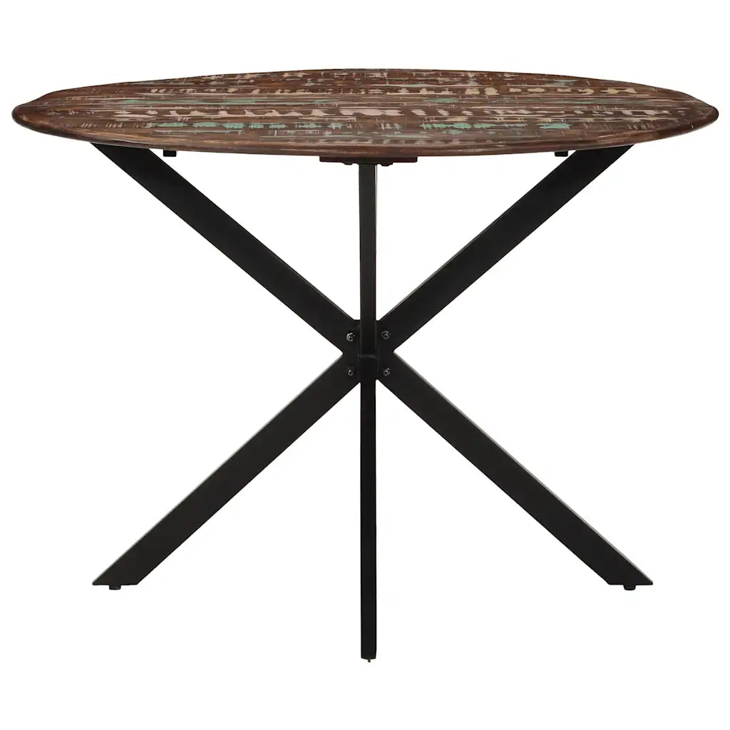 Tavolo da Pranzo Ã˜110x78cm Legno Massello di Recupero e Acciaio cod mxl 12670