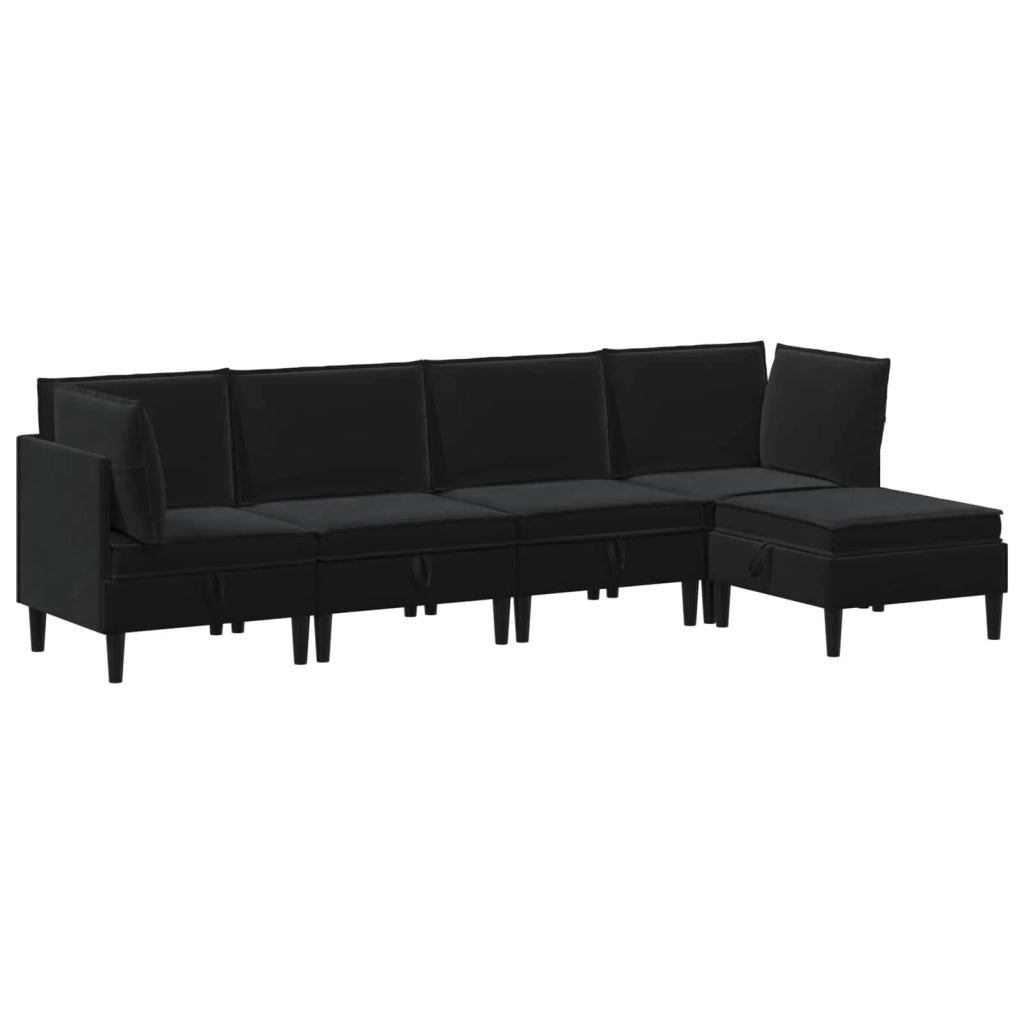Set di mobili per il soggiorno con cuscino 5 pcs Nero Velluto