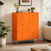 Orange Drawer Cabinet, 80x35x101.5 Cm, Steel