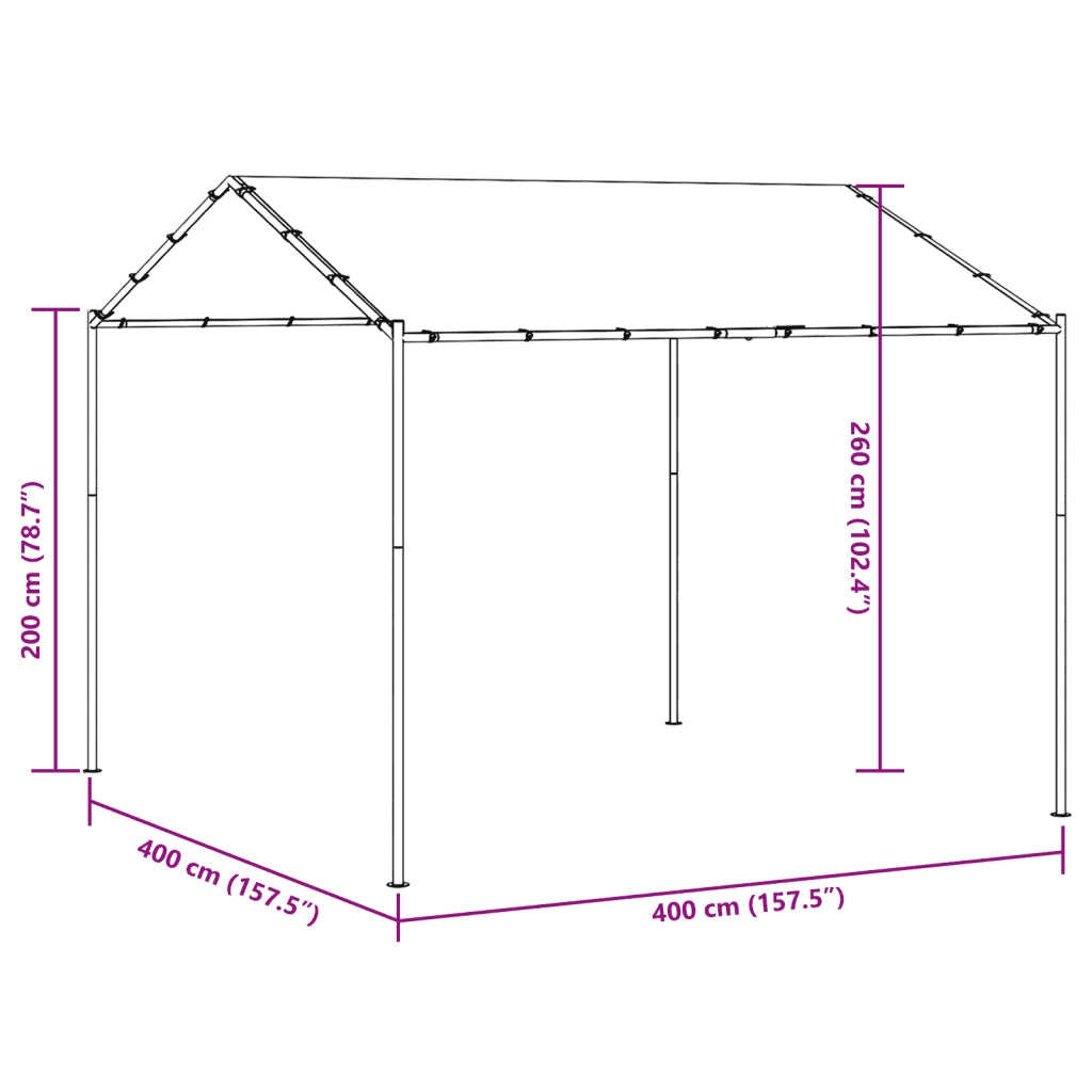 Tenda a Baldacchino Antracite 4x4 m in Acciaio e Tessuto 362453