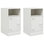 Set di 2 Comodini | Armadio da Notte | Mobiletto da notte Bianchi 34,5x39x62 cm in Acciaio