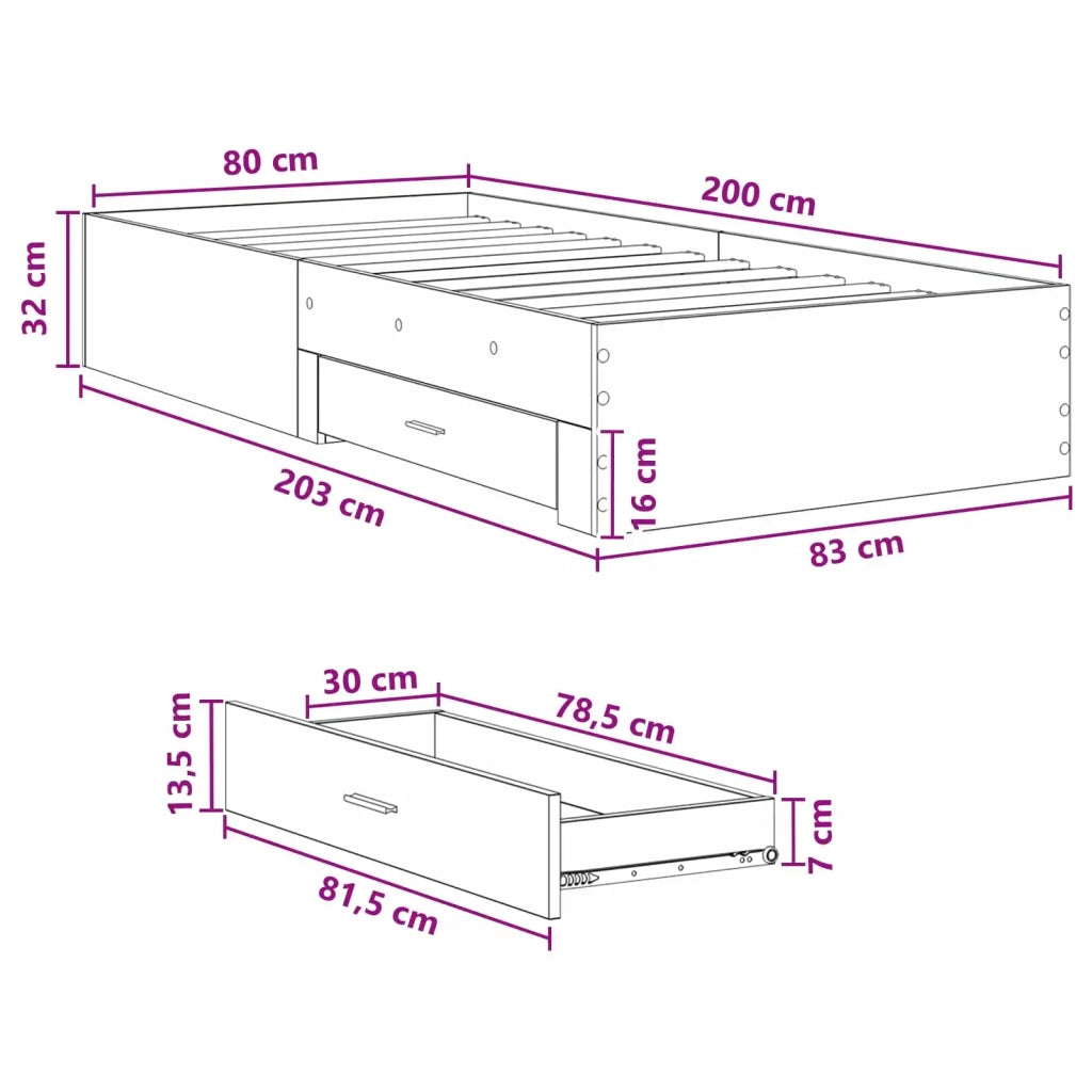 Struttura del letto Rovere Artigianale Legno ingegnerizzato 3429532