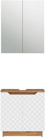 Set di mobili da bagno Lotta, Bianco, 59.8 cm, composto da specchio da bagno e mobile sottolavabo