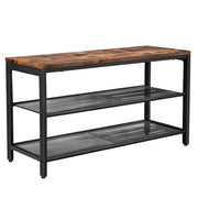 Panca portascarpe con seduta scarpiera a 2 ripiani in rete portascarpe per ingresso/corridoio stile industriale metallo marrone rustico 12_0004069