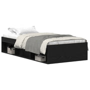 Letto singolo | Letto per adulti | Giroletto senza Materasso Rovere Nero 100x200 cm in Truciolato