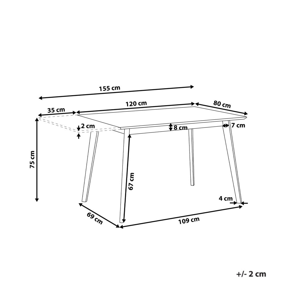 Tavolo da pranzo bianco 120/155 x 80 cm allungabile a goccia gambe in legno scandinavo minimalista