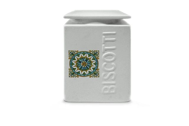 Barattolo Biscottiera da Cucina in Ceramica Decoro Fiore