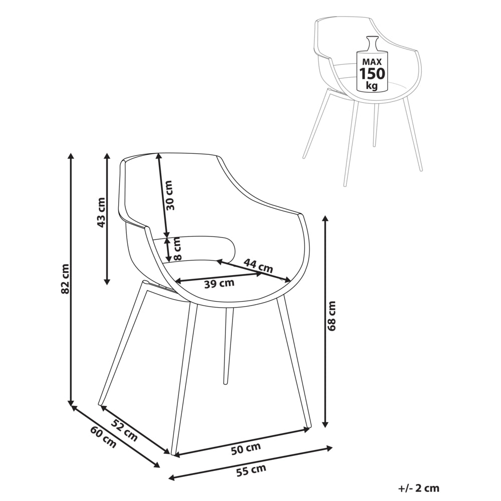 Set di 4 sedie da pranzo Beige Seduta sintetica Gambe in metallo Seduta moderna semplice e minimalista