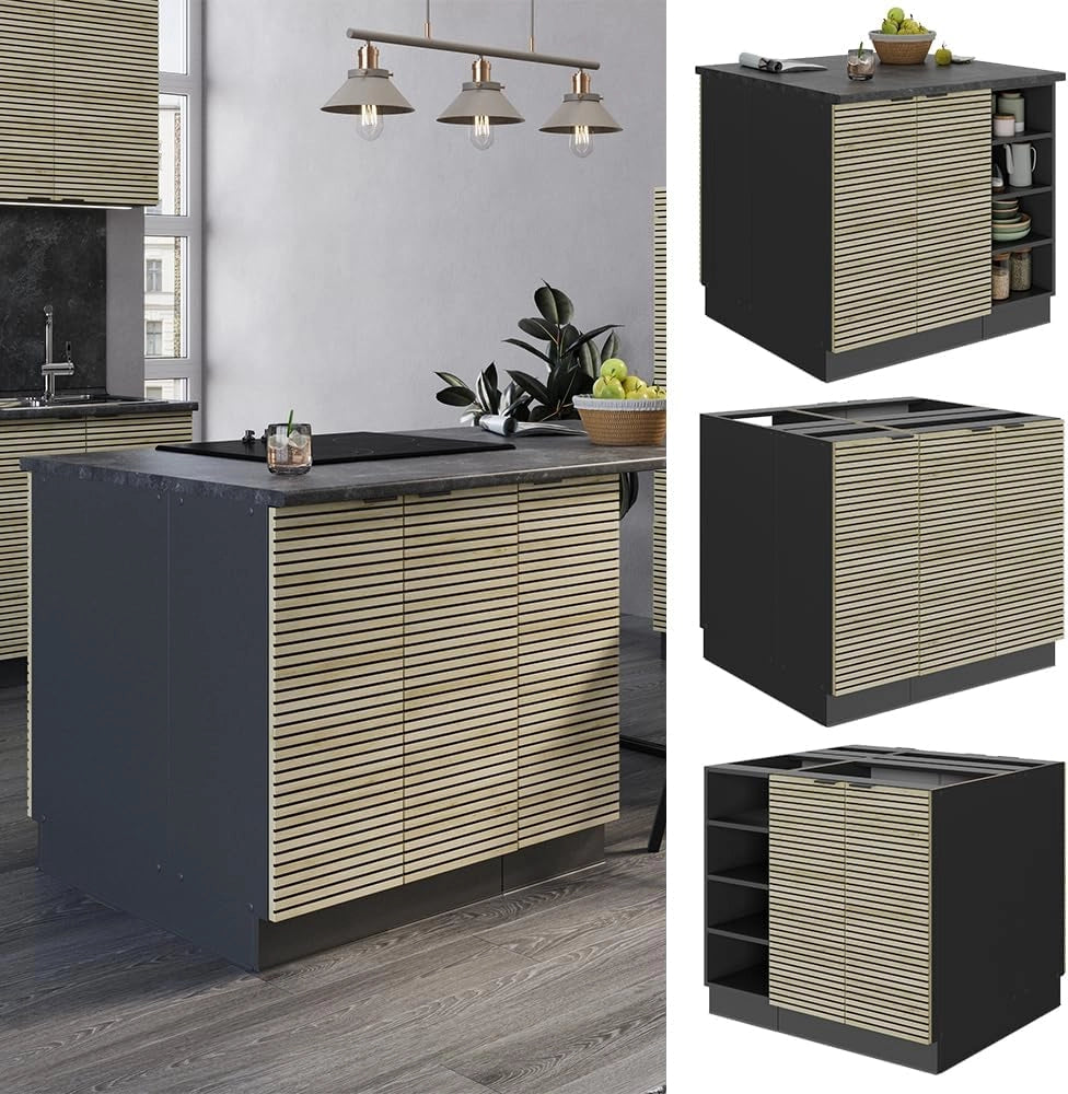 Isola cucina Fame-Line, Pannello in quercia, 90 cm senza piano di lavoro