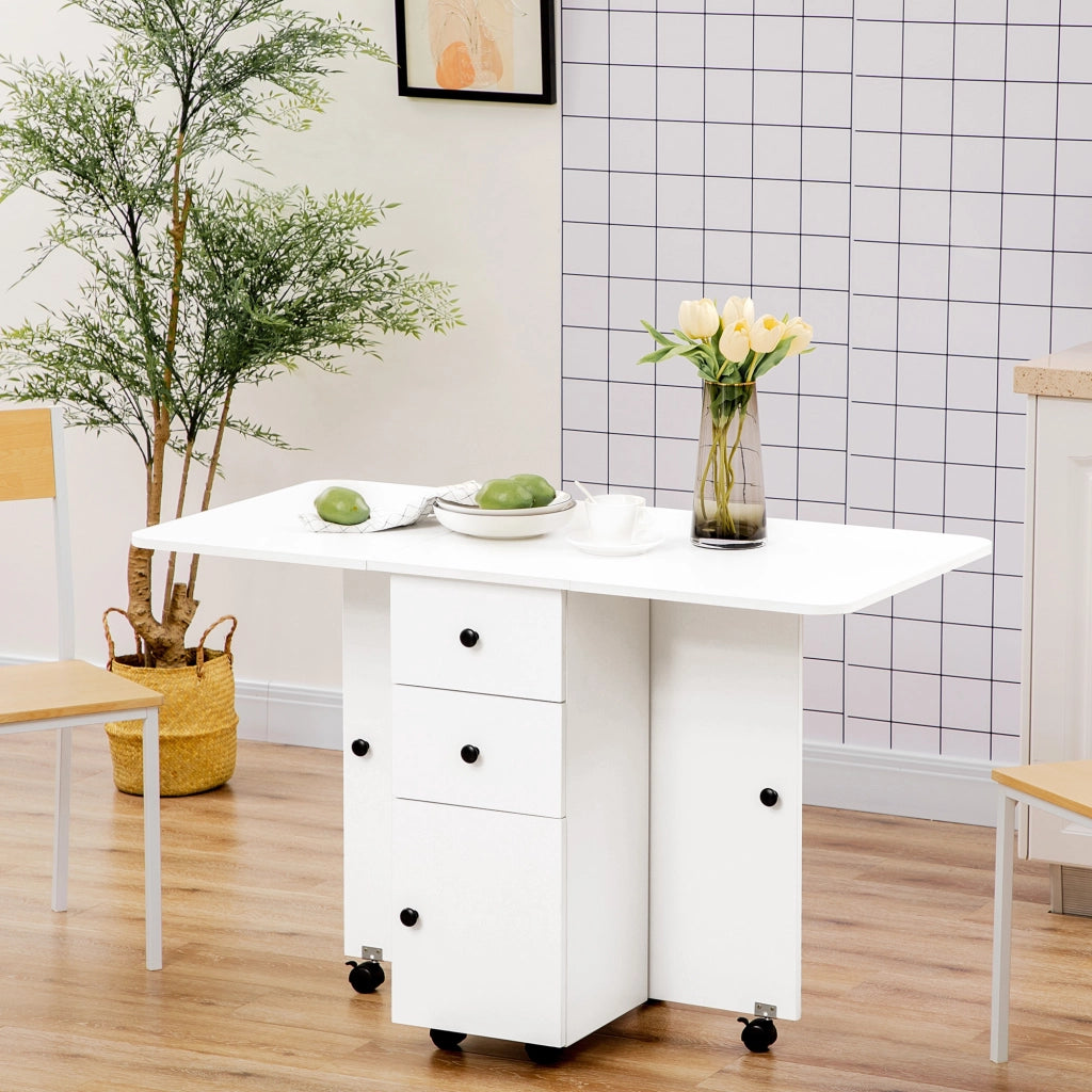 Tavolo a ribalta con cassetti ¨C zephmum ¨C bianco, truciolato, 120x60x76.5 cm