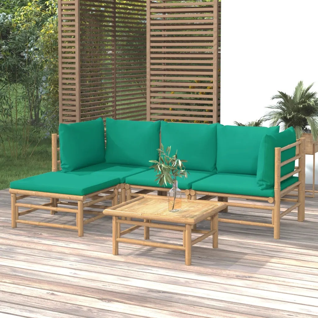 Set Salotto da Giardino 5pz con Cuscini Verdi BambÃ¹cod mxl 124282