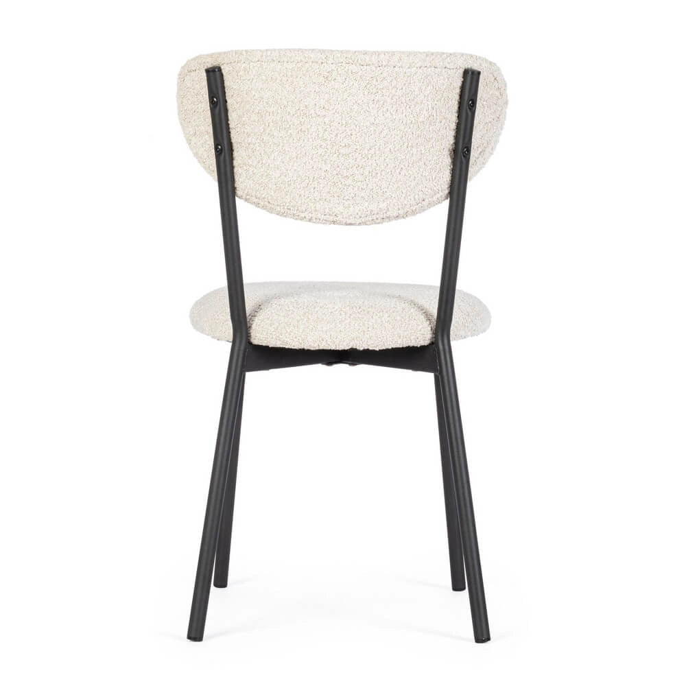 Set di 2 Sedie Imbottite in Tessuto Bouclé con Gambe in Acciaio - BEATRICE