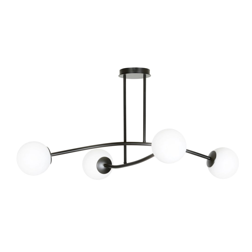 Plafoniera Emibig Halldor in vetro 4xE14 nera 108cm