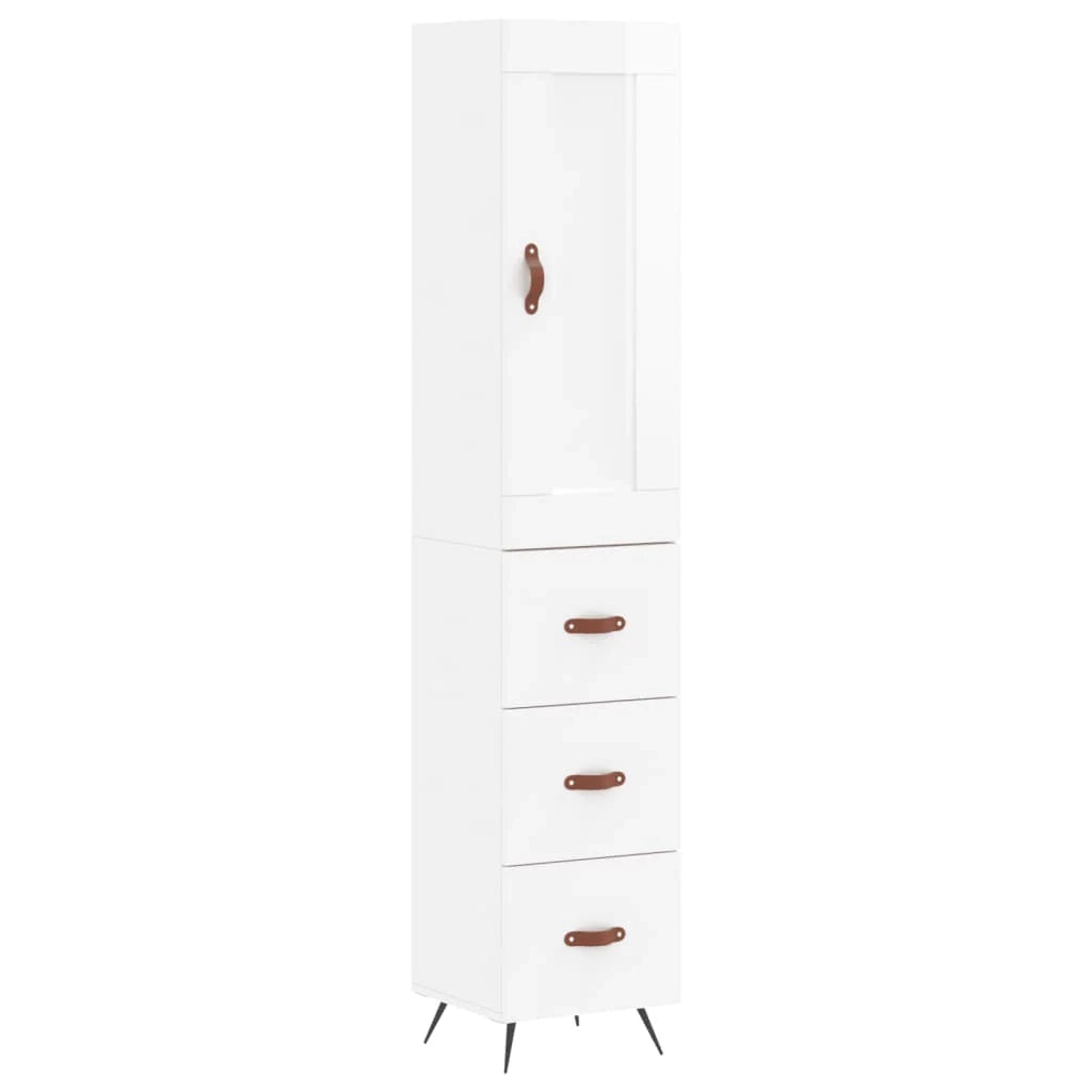 Buffet credenza cassettiera mobiletto mobile contenitore organizer cucina soggiorno lucido 34,5 x 34 x 180 cm legno ingegnerizzato bianco 02_0032797