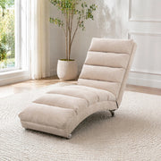 Chaise longue da relax con vibrazione; schienale ergonomico 140°; in lino beige
