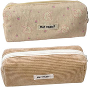 Set da 2 pezzi di custodia per tessuto corduroy, custodia rimovibile, custodia portatile con chiusura a righello, custodia estetica, per ragazzi, uomini e donne (arancia + rosa)