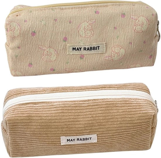 Set da 2 pezzi di custodia per tessuto corduroy, custodia rimovibile, custodia portatile con chiusura a righello, custodia estetica, per ragazzi, uomini e donne (arancia + rosa)