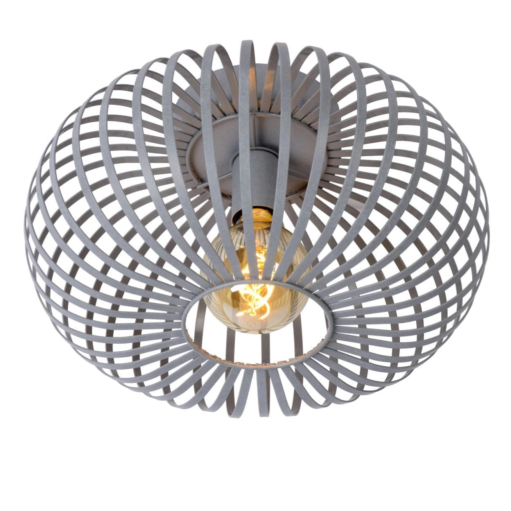 Plafoniera Lucide Manuela grigia metallo Ø40 E27 60W
