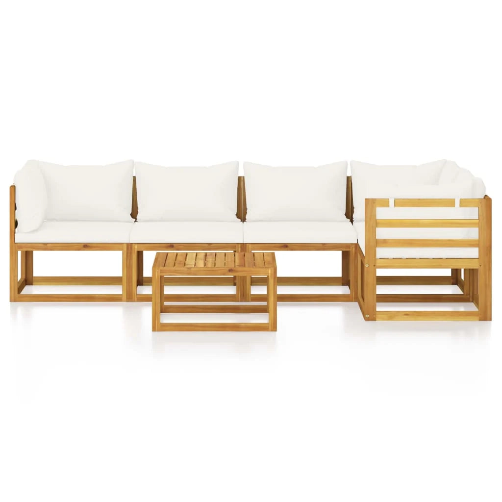 Set di mobili da giardino mobili da esterno 6 pezzi con cuscini color crema legno massello di acacia 02_0016626