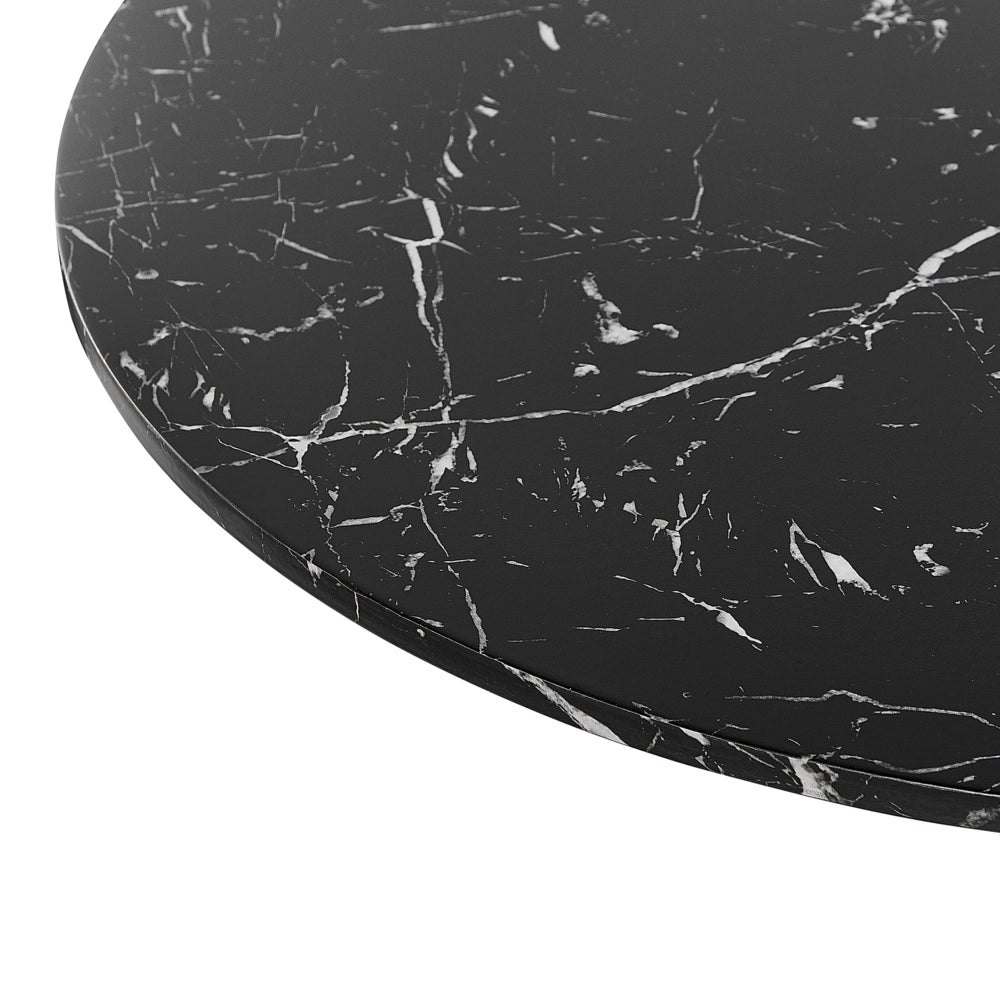 Tavolo da pranzo in marmo Nero con piano in MDF Nero base in metallo tavolo da cucina rotondo industriale da 90 cm